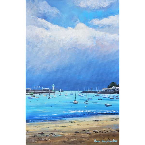 The port of Saint-Quay before the storm 26x41cm
