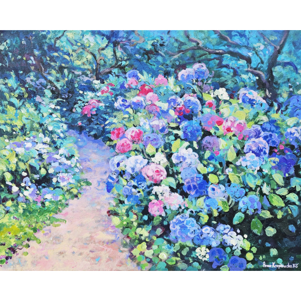 A Mysterious Path Among Hydrangeas 40x50cm