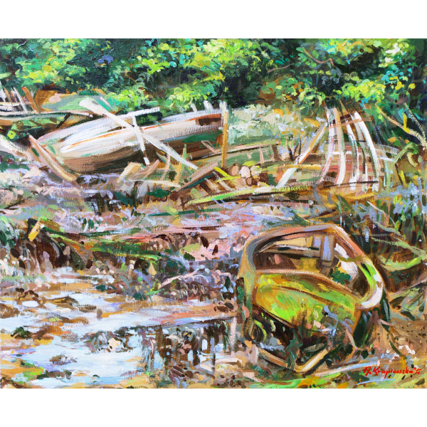 The boat graveyard in Audierne 38x46cm