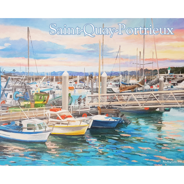 Magnet Sunset in the port of Saint Quay 7,2x9cm