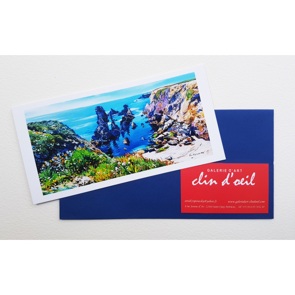 Postcard Belle île, Les aiguilles de Port Coton 20x10cm