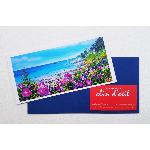 Postcard Summer in Saint Quay Portrieux 20x10cm