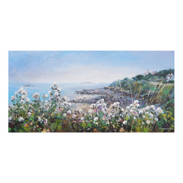 Postcard Morning fog in Saint Quay Portrieux 20x10cm